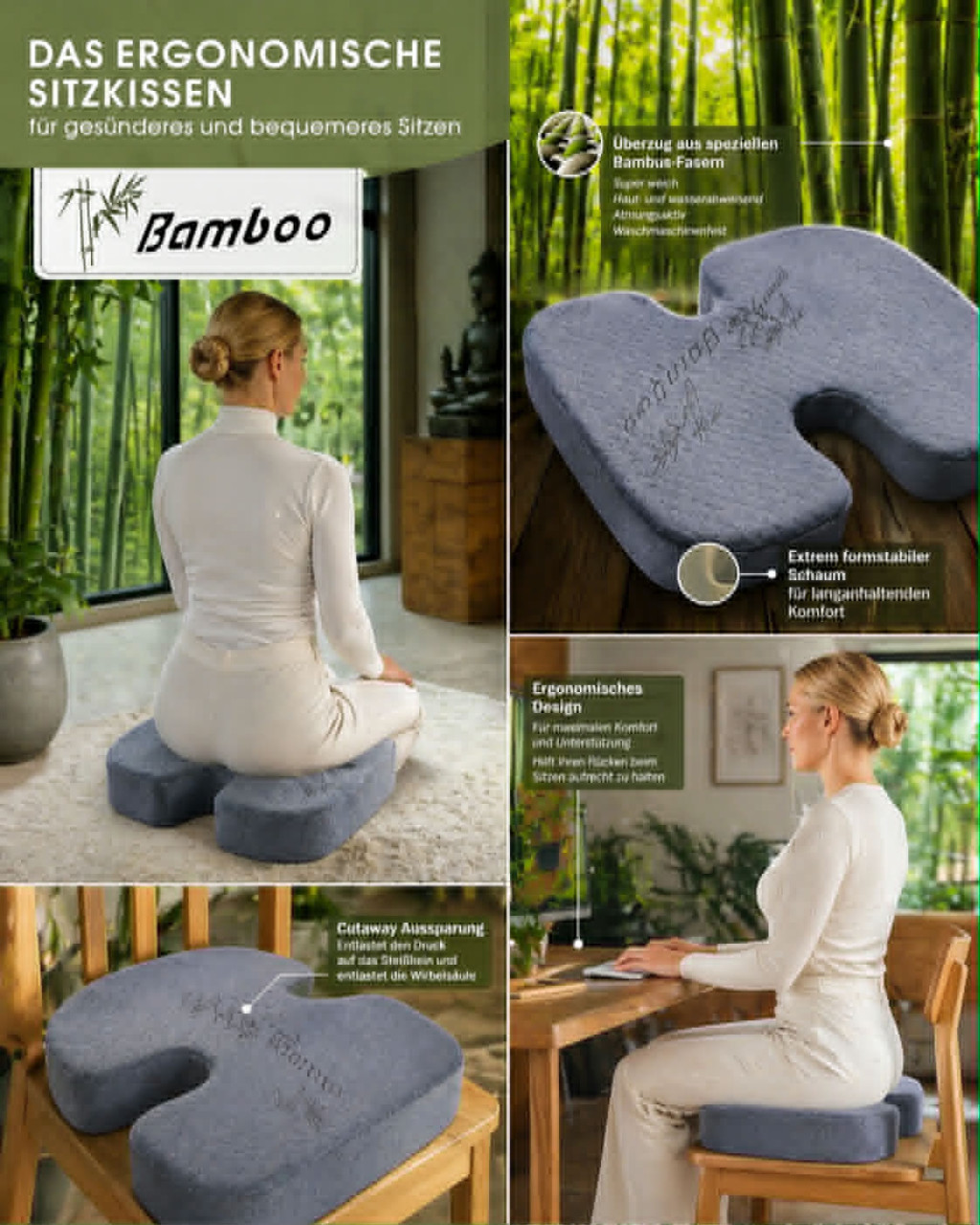 Ergonomikus ülőpárna – Bamboo memóriahab ülőpárna